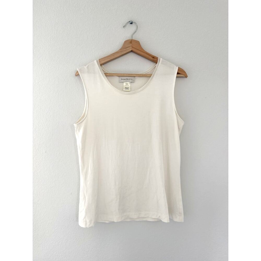 Susan Bristol Ivory White Sleeveless Scoop Neck Tank Top Size M